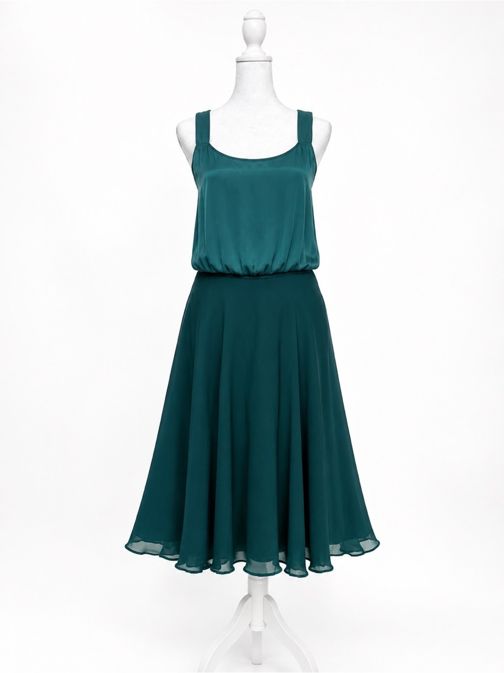 Anne Crimmins for Umi Collections 100% Silk Teal Midi Dress Size 16 Vintage